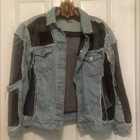 Topshop Jackets & Blazers - Topshop Blue Jean Jacket Modern Two-Tone Design